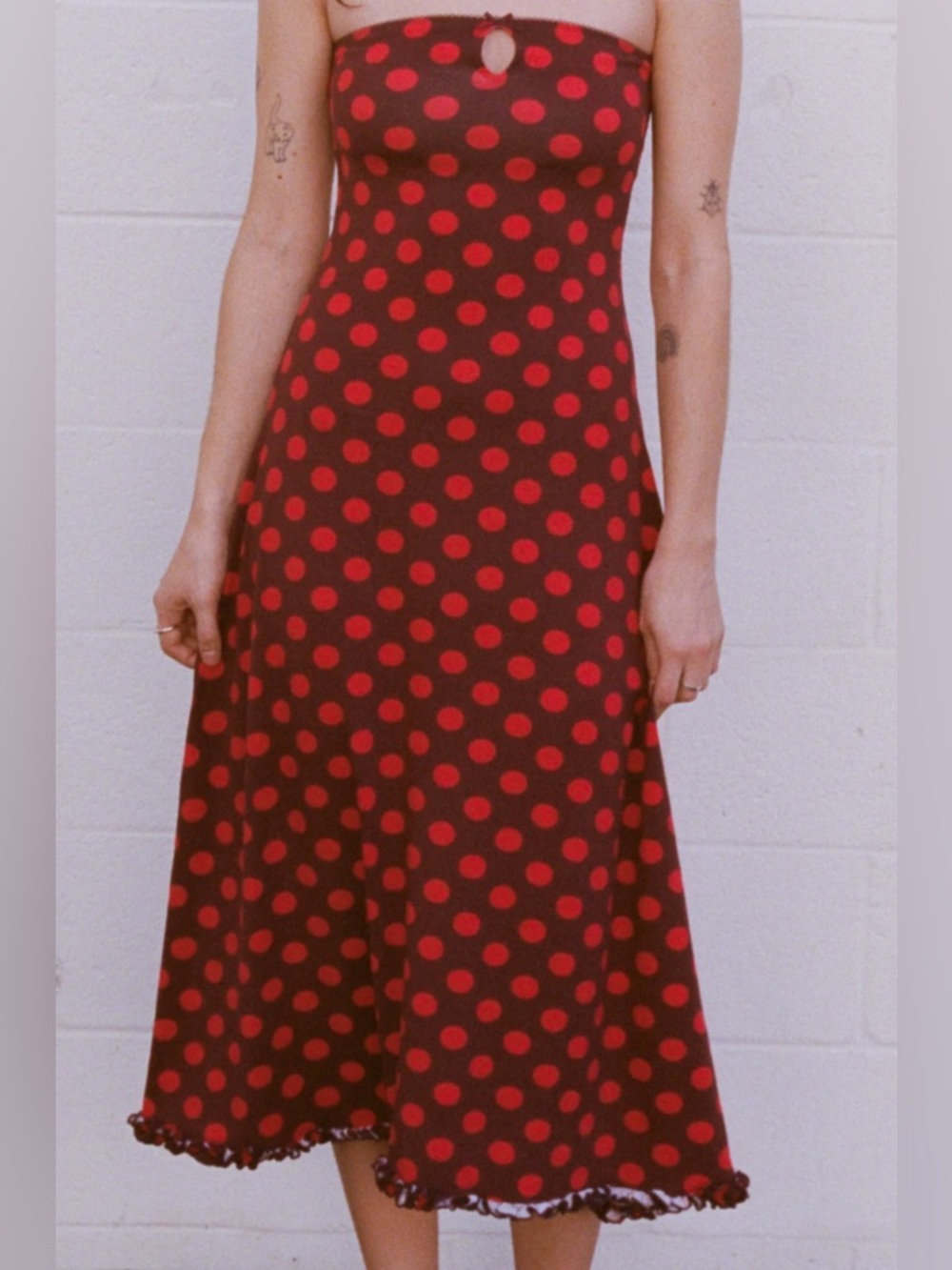 Rat Boi KEYHOLE TUBE DRESS IN SCARLET DOT 3X - NWOT